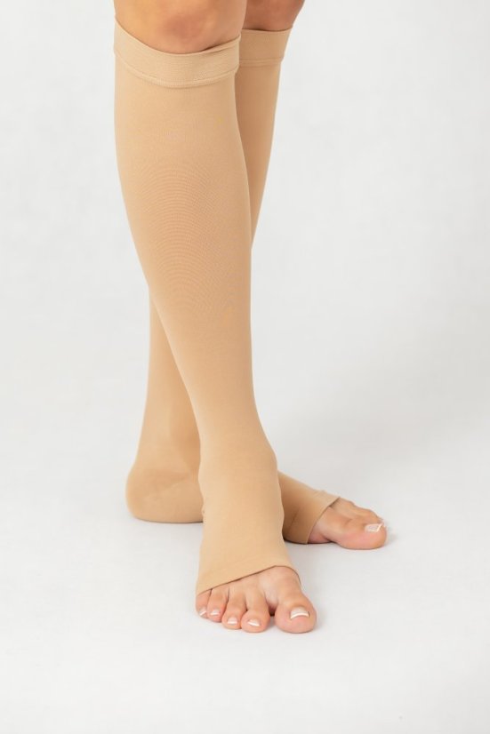 Podkolienky zdravotné kompresívne G93116 - Materiál: Polyamid, Farba: Čierna, Špica: Otvorená, Veľkosť: XL