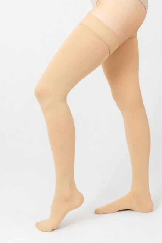 Pančuchy zdravotné kompresívne stehenné G93117 - Materiál: Polyamid, Farba: Čierna, Špica: Otvorená, Veľkosť: S